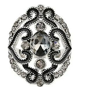 Silver & black Women's Statement Ring